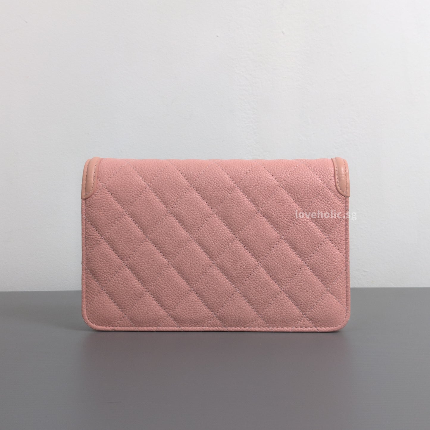 Chanel Wallet On Chain Filigree | Sakura Pink Caviar Brushed Gold Hardware-back
