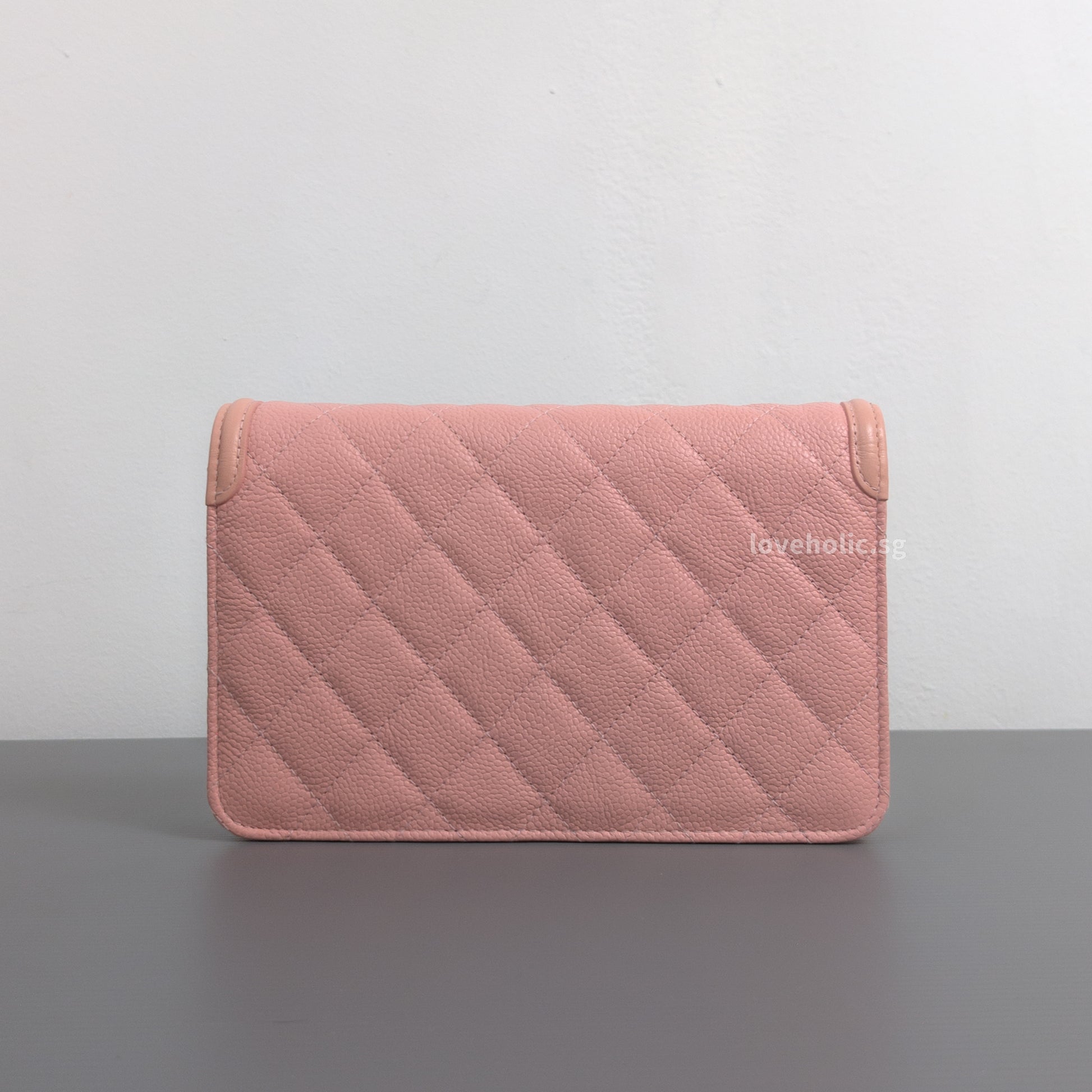 Chanel Wallet On Chain Filigree | Sakura Pink Caviar Brushed Gold Hardware-back