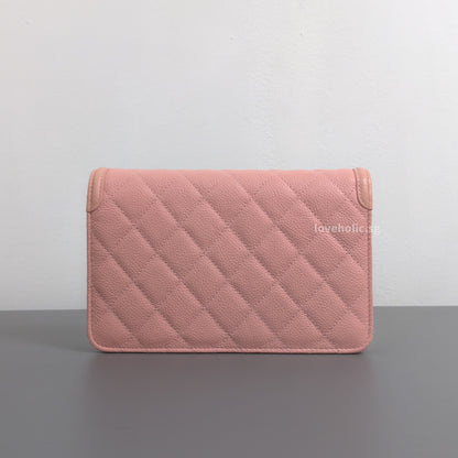 Chanel Wallet On Chain Filigree | Sakura Pink Caviar Brushed Gold Hardware-back