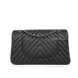 Chanel Classic Flap Chevron Medium | Black Caviar Silver Hardware-back