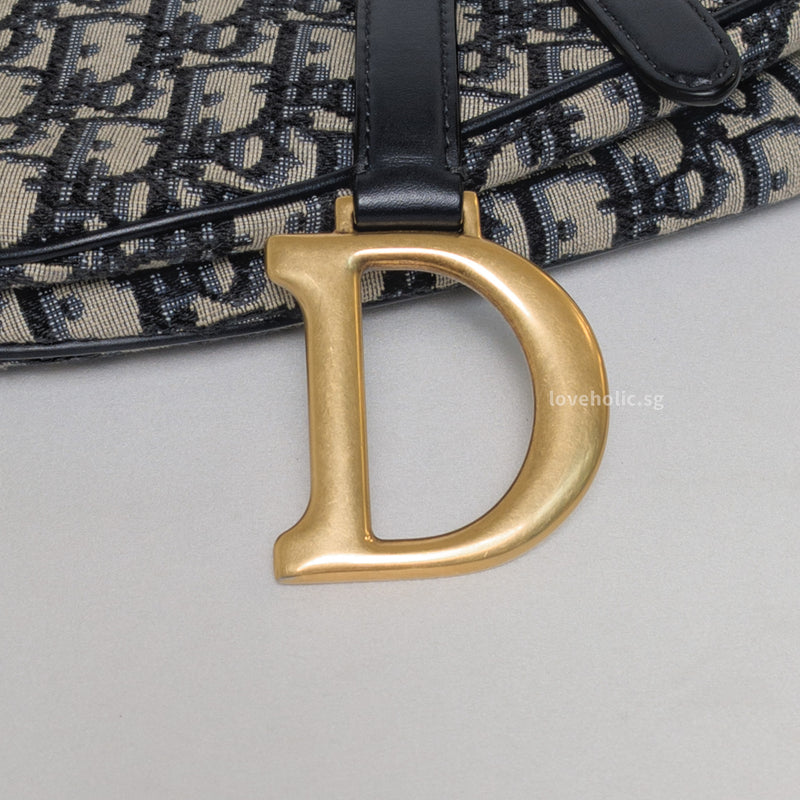 Dior Saddle Medium | Blue Dior Oblique Jacquard Fabric Gold Hardware