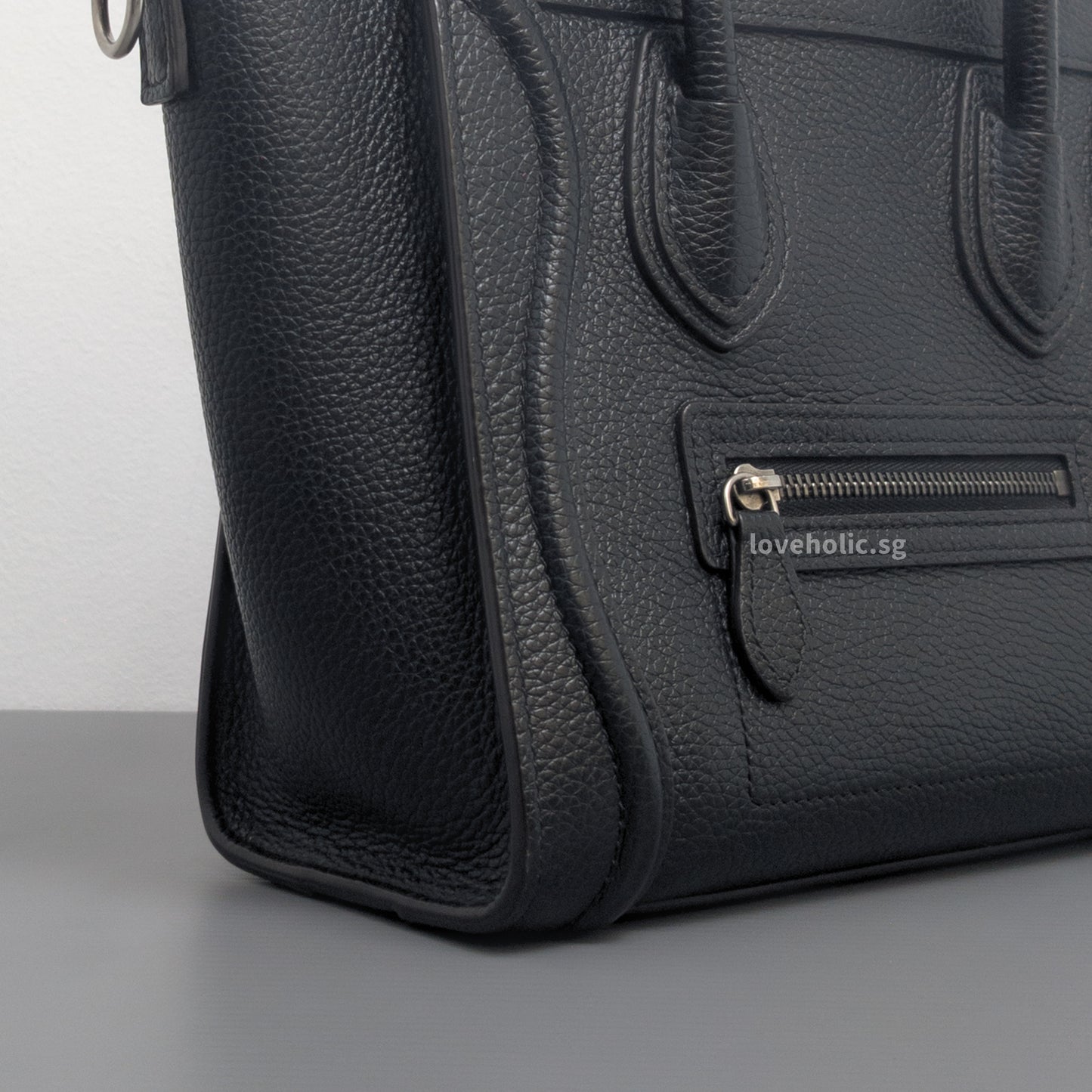 Luggage Nano | Black Calfskin Ruthenium Hardware