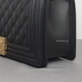 Chanel Boy Old Medium | Black Caviar Brushed Gold Hardware