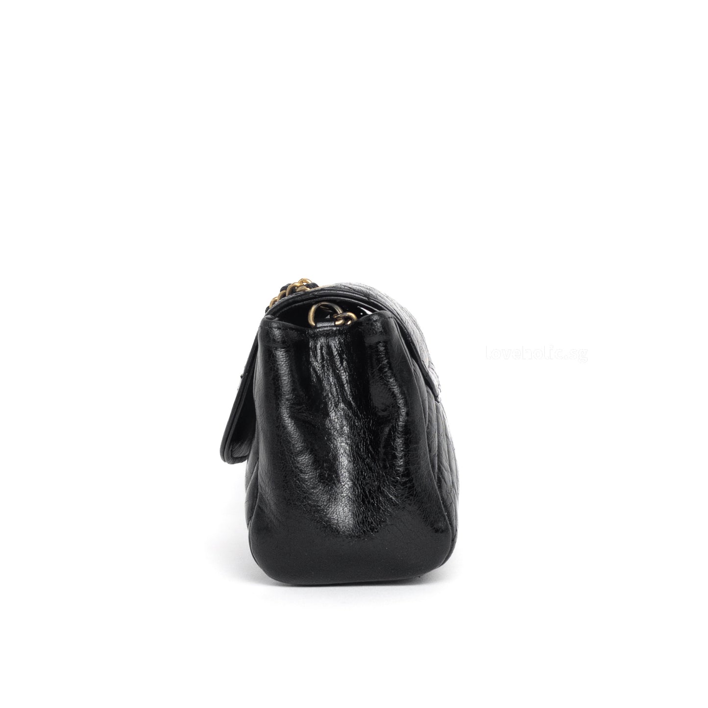 Hobo Chevron Crossbody Small | Black Aged Calfskin Brushed Gold Hardware