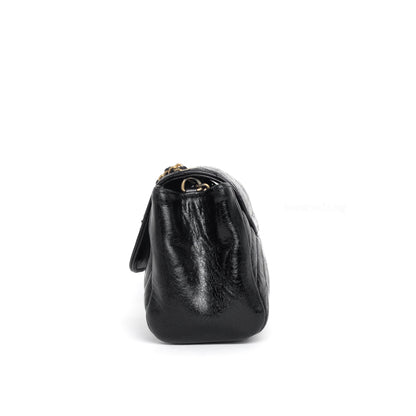 Hobo Chevron Crossbody Small | Black Aged Calfskin Brushed Gold Hardware