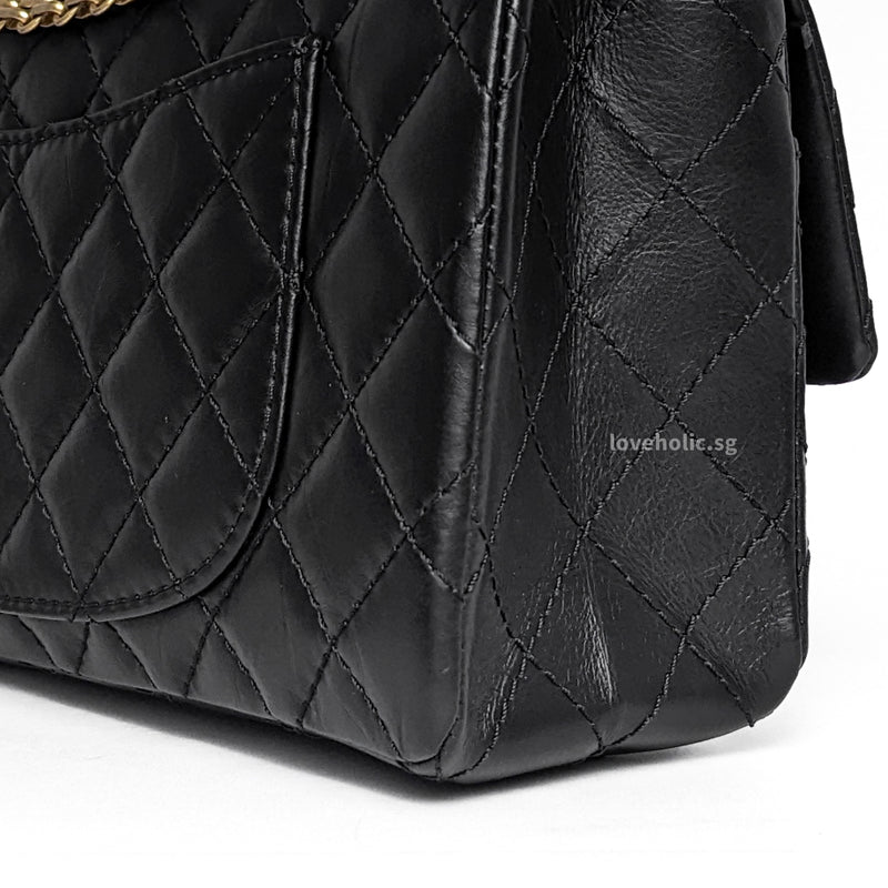 Chanel Reissue 2.55 Small | Black Aged Calfskin Gold Hardware