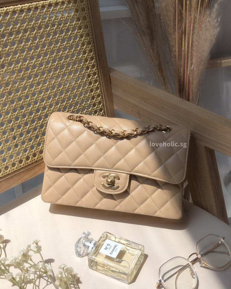 Chanel Classic Flap Small | Beige Claire Caviar Gold Hardware-main