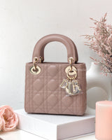 Dior Lady Dior Mini | Blush Lambskin Light Gold Hardware-main
