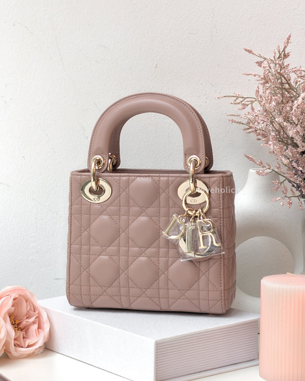 Dior Lady Dior Mini | Blush Lambskin Light Gold Hardware-main
