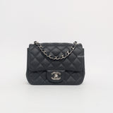 Chanel Classic Flap Mini Rectangle | 18B Black Caviar Silver Hardware-whitebackground