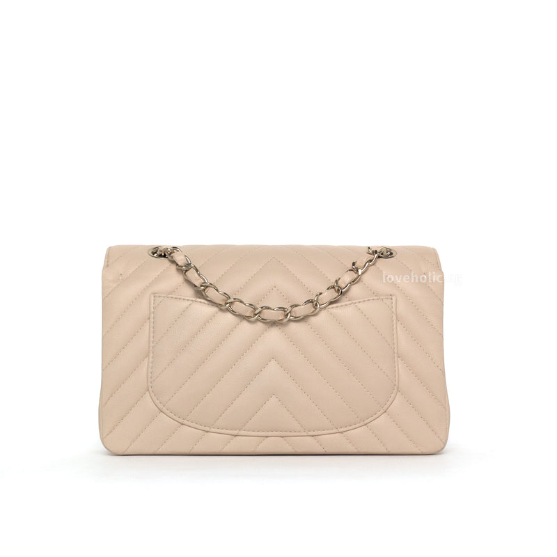 Chanel Classic Flap Chervon Small | 21S Light Beige Caviar Gold Hardware