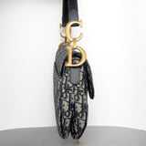 Dior Saddle Medium | Blue Oblique  Jacquard Fabric Brushed Gold Hardware-details
