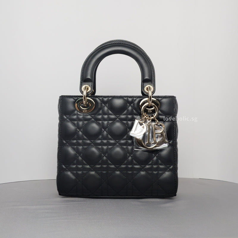 Dior My ABC Lady Dior Small | Black Lambskin Light Gold Hardware-whitebackground