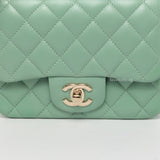 Chanel Classic Flap Mini Square | 21C Light Green Lambskin Light Gold Hardware