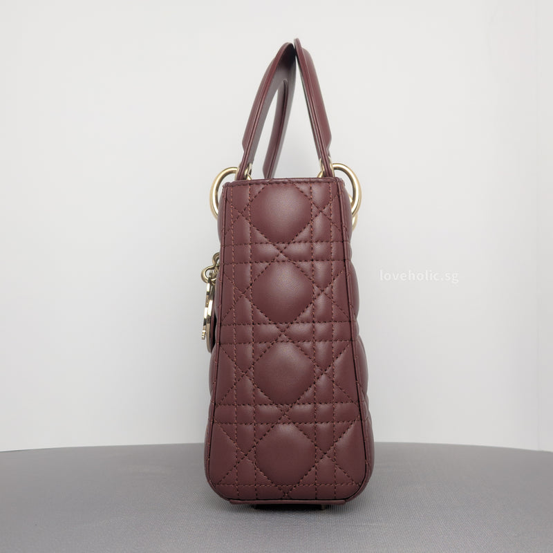 My ABC Lady Dior Small | Burgundy Lambskin Light Gold Hardware