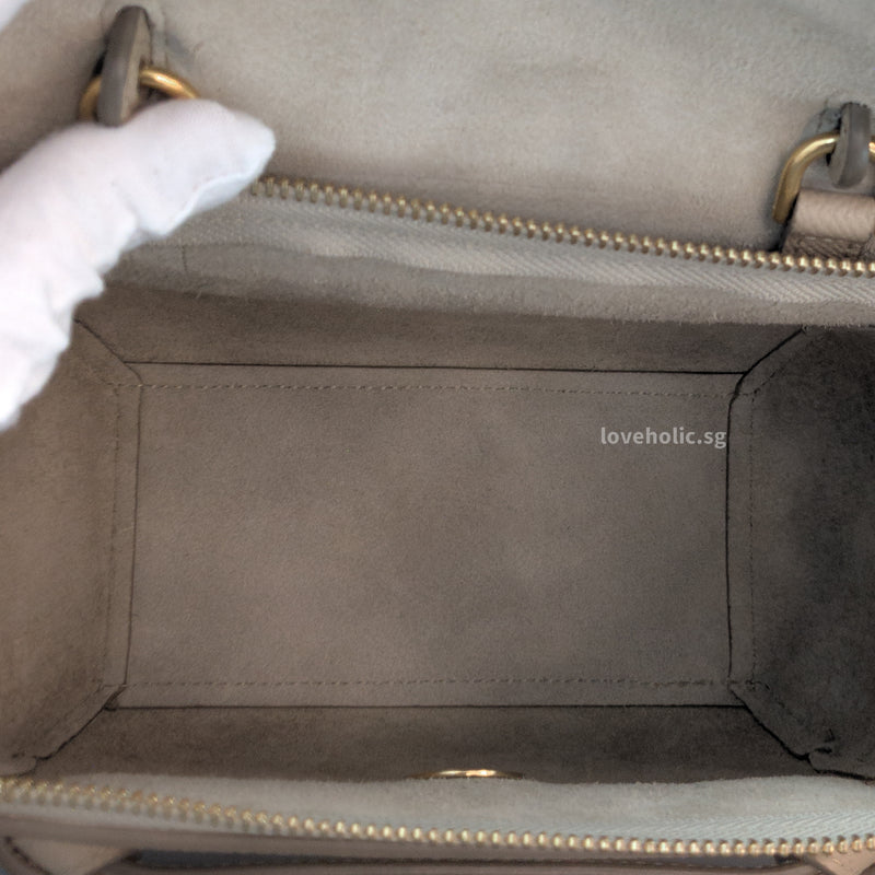 Luggage Nano | Taupe Calfskin Gold Hardware