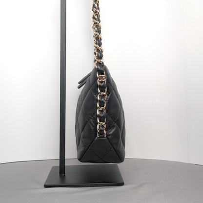 Hobo 24P Small | Black Caviar Gold Hardware