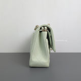 Chanel Classic Flap Medium | 22C Light Green Caviar Light Gold Hardware-details