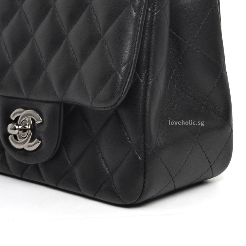 Chanel Classic Flap Mini Square | Black Lambskin Silver Hardware