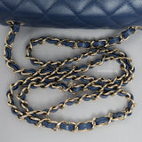 Classic Flap Mini Square | 17B Navy Blue Caviar Light Gold Hardware