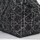 Large Toujours | Black Tweed with White Cannage Motif Light Gold Hardware