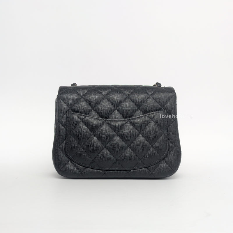 Chanel Classic Flap Mini Rectangle | 18B Black Caviar Silver Hardware-back