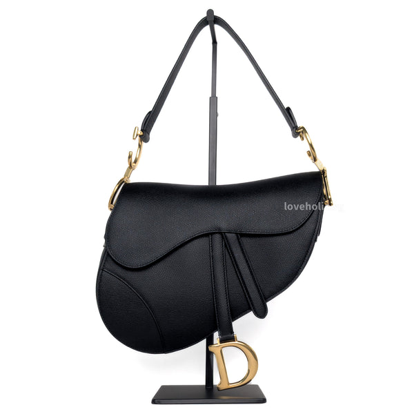 Dior Saddle Medium | Black Calfskin Brushed Gold Hardware