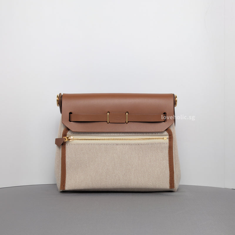 Hermes Herbag 20 | Ecru Beige/Fauve Gold Hardware-back