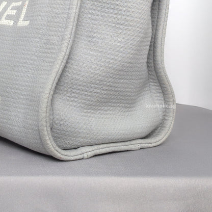 Deauville Shopping Tote 23B Grey Canvas Light Gold Hardware