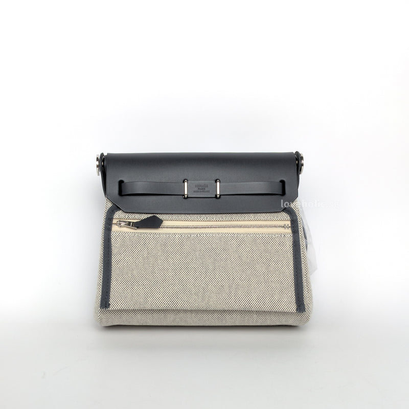 Hermes Herbag 20 | Ecru Ardoise/Ardoise Palladium Hardware-back