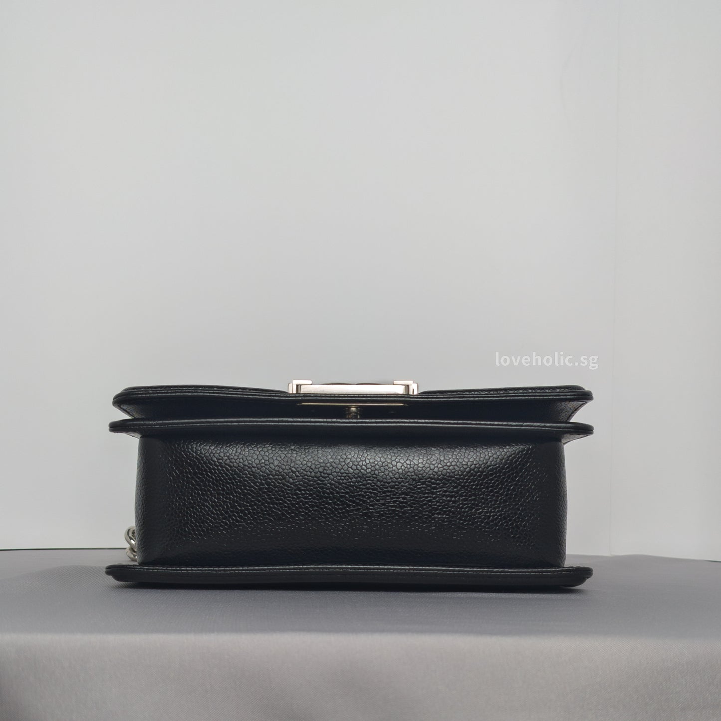 Boy Chevron Small | Black Caviar Silver Hardware