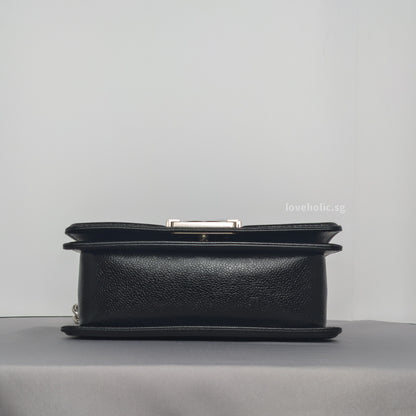 Boy Chevron Small | Black Caviar Silver Hardware