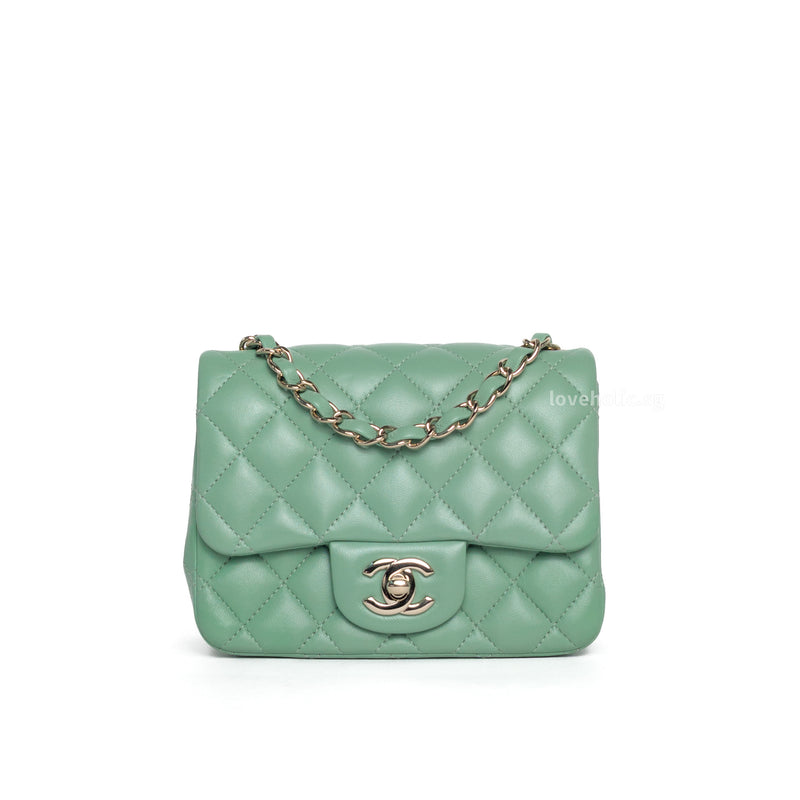 Chanel Classic Flap Mini Square | 21C Light Green Lambskin Light Gold Hardware