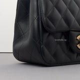 Classic Flap Mini Square | Black Lambskin Light Gold Hardware