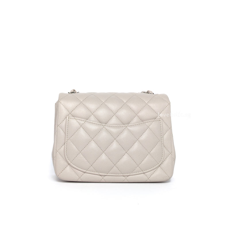 Chanel Classic Flap Mini Square | 18B Ivory Caviar Silver Hardware