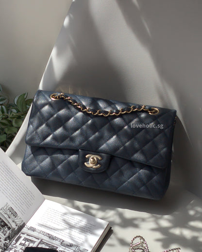 Chanel Classic Flap Medium | 18B Navy Blue Caviar Light Gold Hardware-main