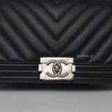 Chanel Boy Chervon Old Medium | Black Caviar Silver Hardware