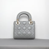 Dior Lady Dior Mini | Opal Grey Lambskin Light Gold Hardware-back