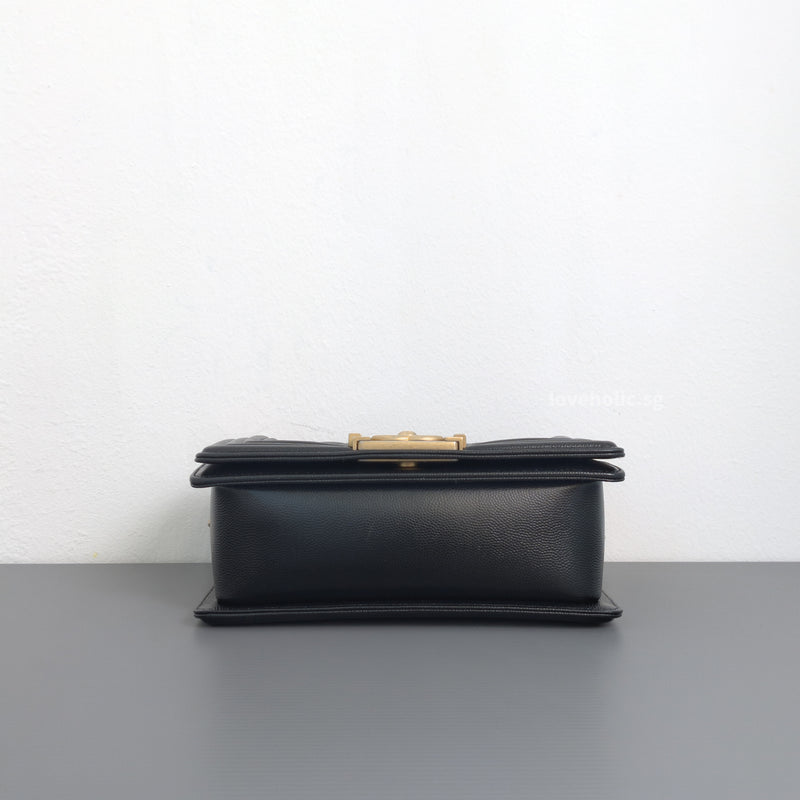 Boy Small | Black Caviar Brushed Gold Hardware