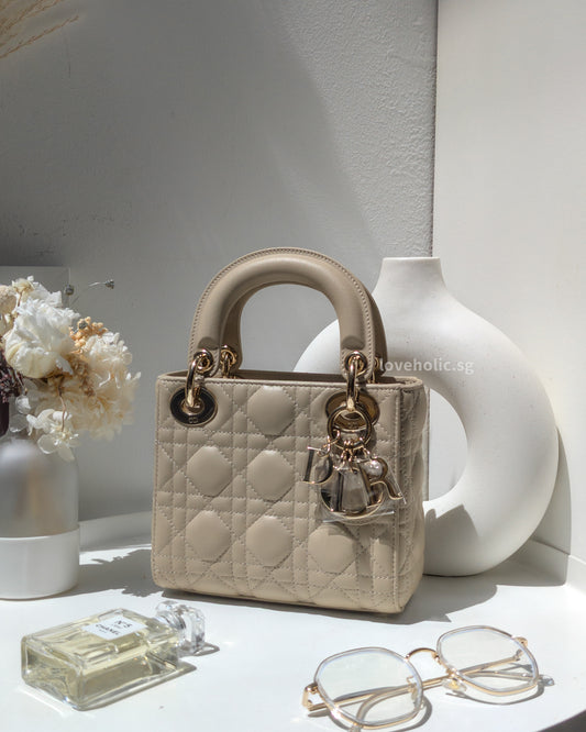 Dior Lady Dior Mini | Beige Lambskin Light Gold Hardware