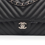 Chanel Classic Flap Chevron Medium | Black Caviar Silver Hardware