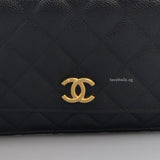 Wallet On Chain With Top Handle | 22S Black Caviar Brushed Gold Hardware