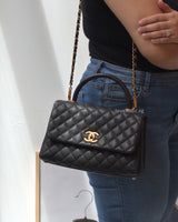 Chanel Coco Handle Medium | Black Caviar Brushed Gold Hardware-modelshots
