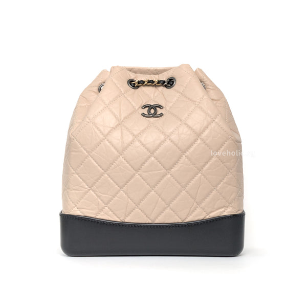 Chanel Gabrielle Backpack Medium | Beige Aged Calfskin Gold/Silver Hardware