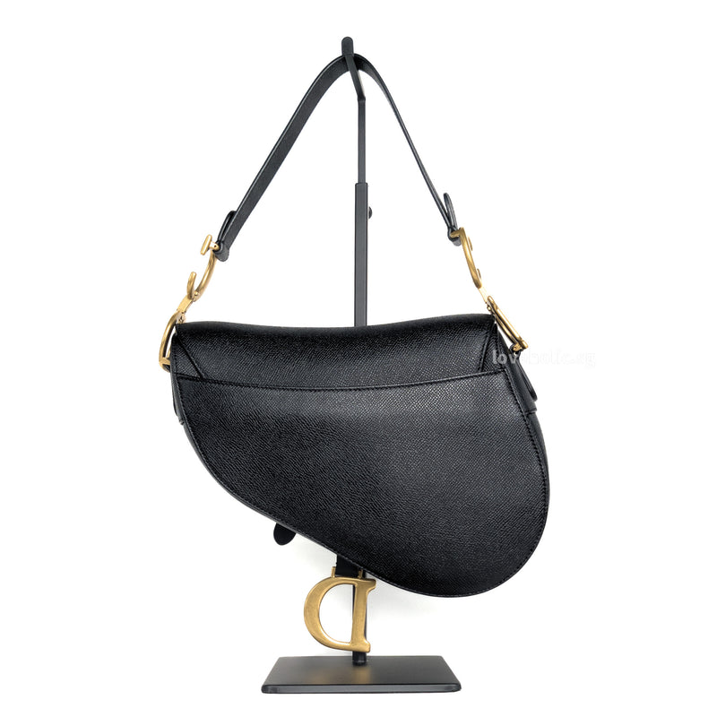 Dior Saddle Medium | Black Calfskin Brushed Gold Hardware