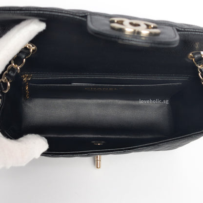 Chanel Classic Flap Mini Rectangle  | 17C Black Caviar Light Gold Hardware