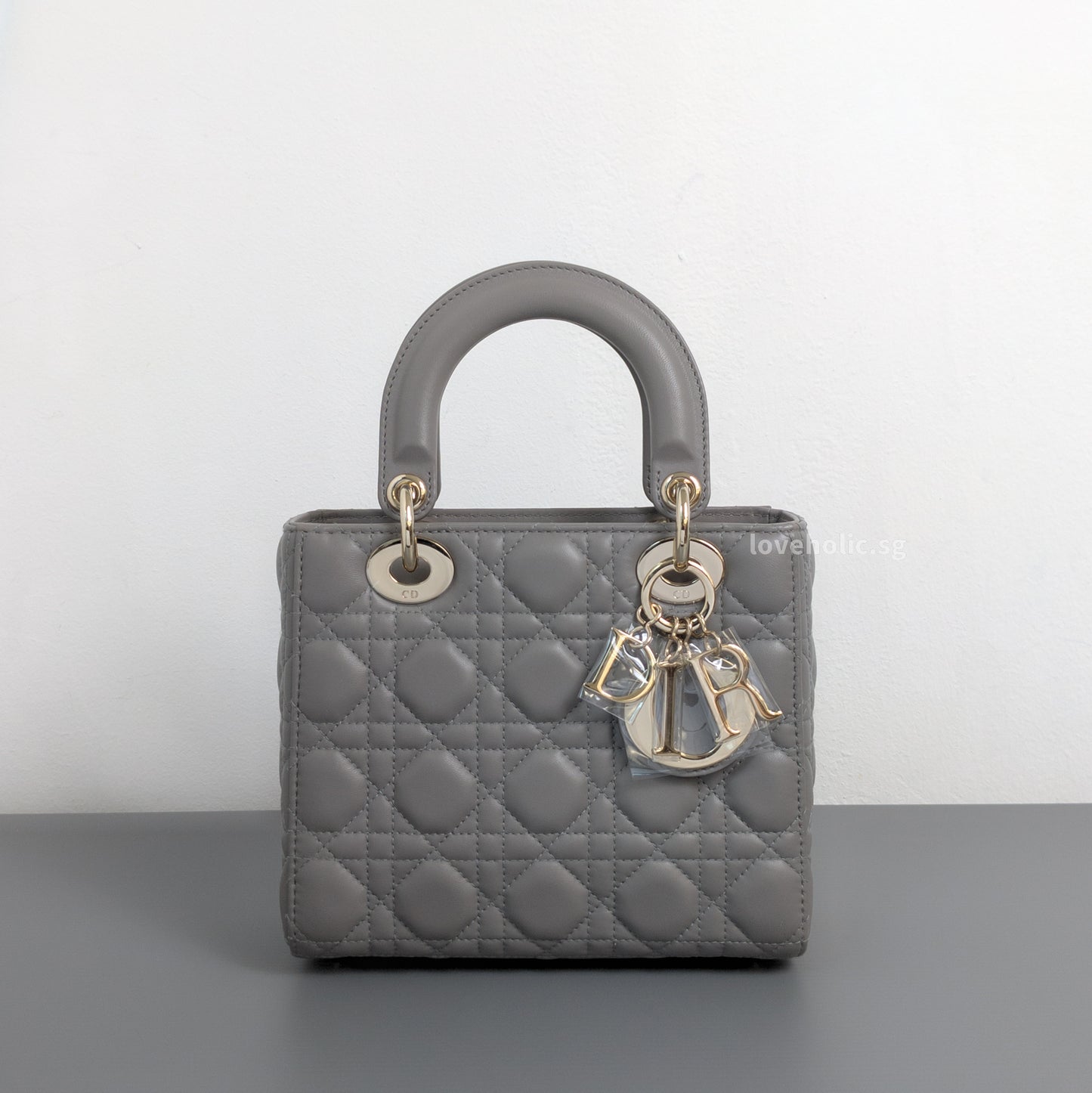 Dior My ABC Lady Dior Small | Grey Lambskin Light Gold Hardware-whitebackground