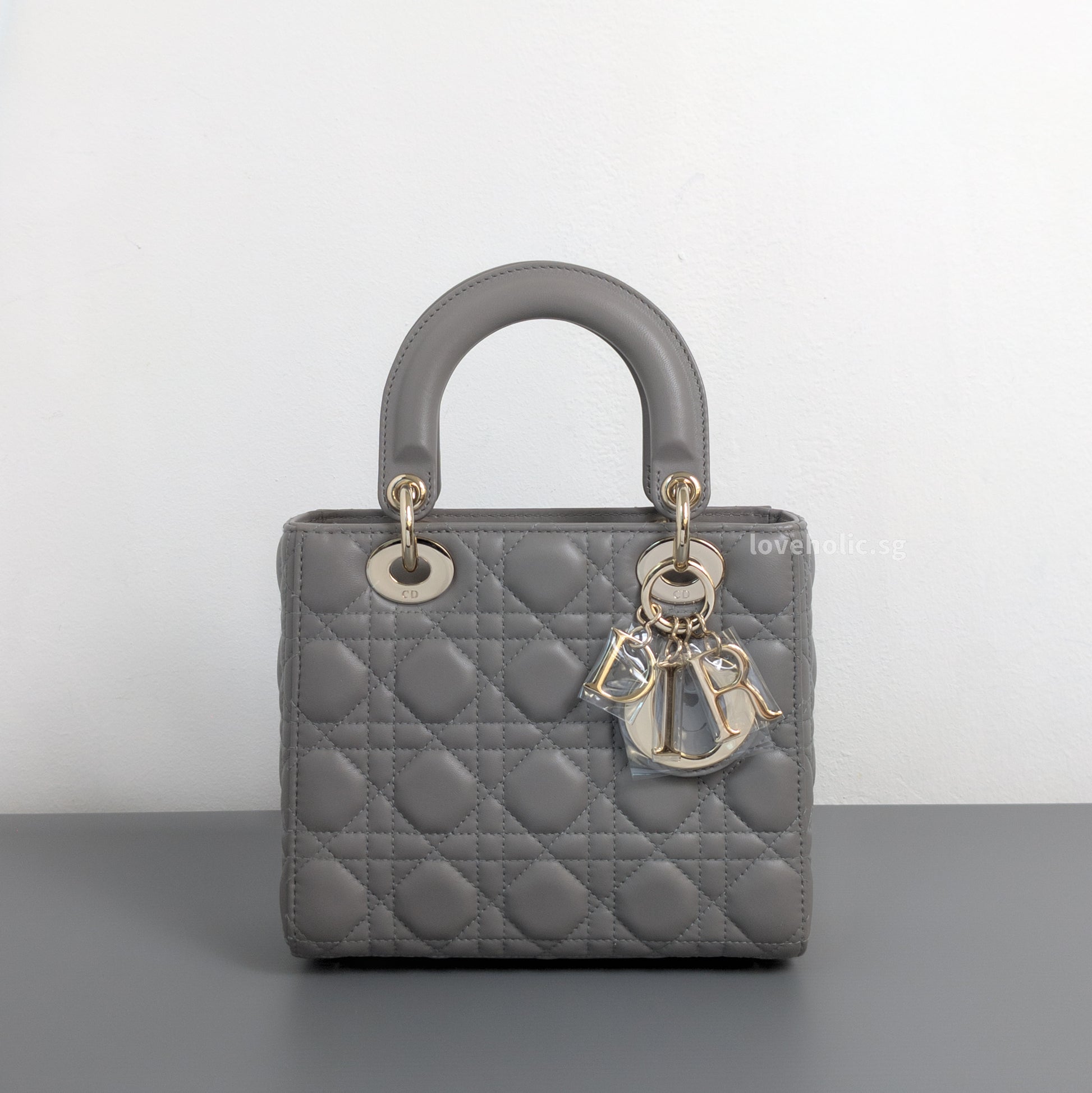 Dior My ABC Lady Dior Small | Grey Lambskin Light Gold Hardware-whitebackground