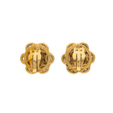 Chanel Vintage Earrings Camellia Clip On |   24K Gold Hardware-whitebackground