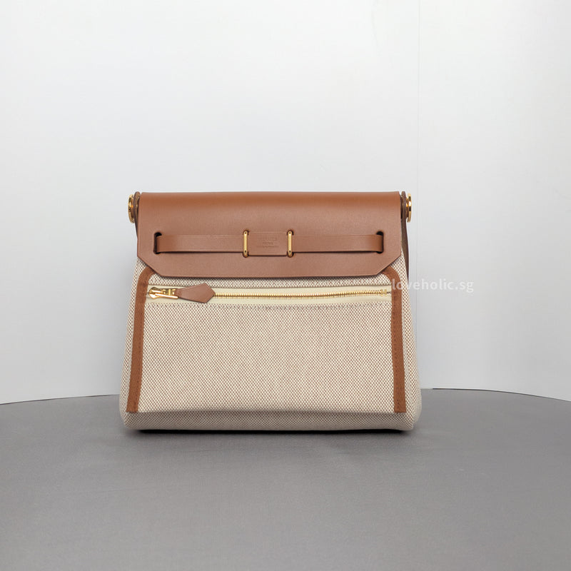 Hermes Herbag 20 | Ecru Beige/Fauve Gold Hardware-back